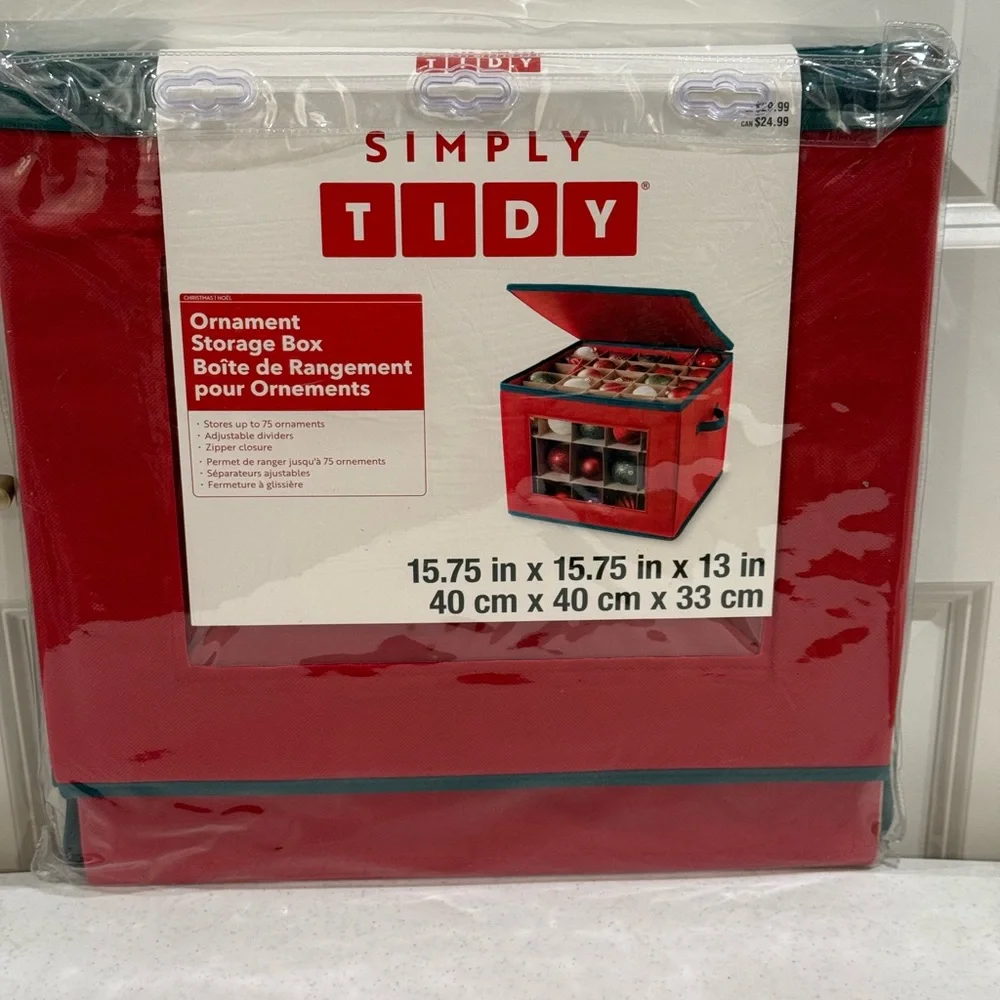 NEW Simply Tidy Red Ornament Storage Box